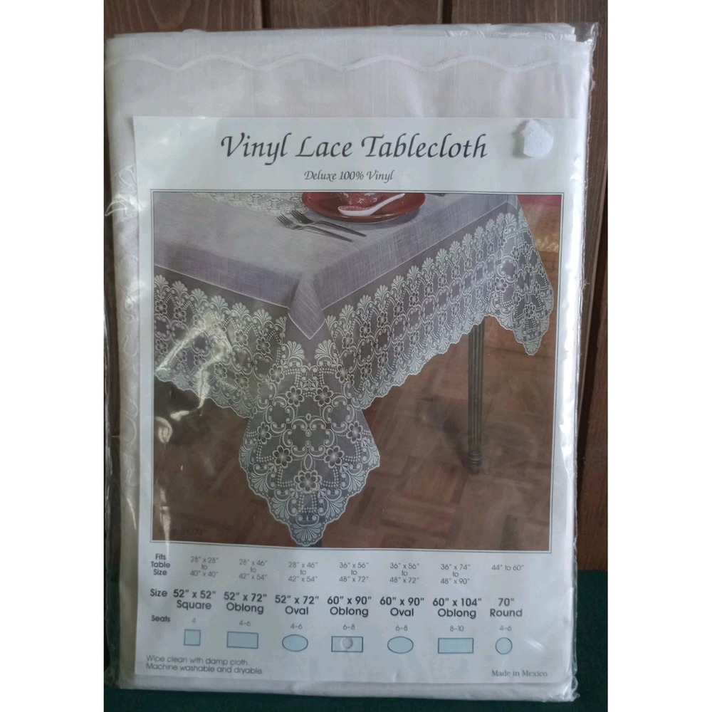 Vintage Vinyl Lace Tablecloth 60" X 90" Oblong New